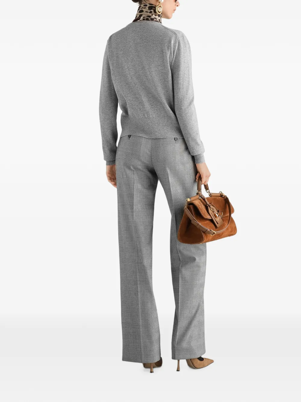 Dolce & Gabbana Glen geruite wollen broek Grijs