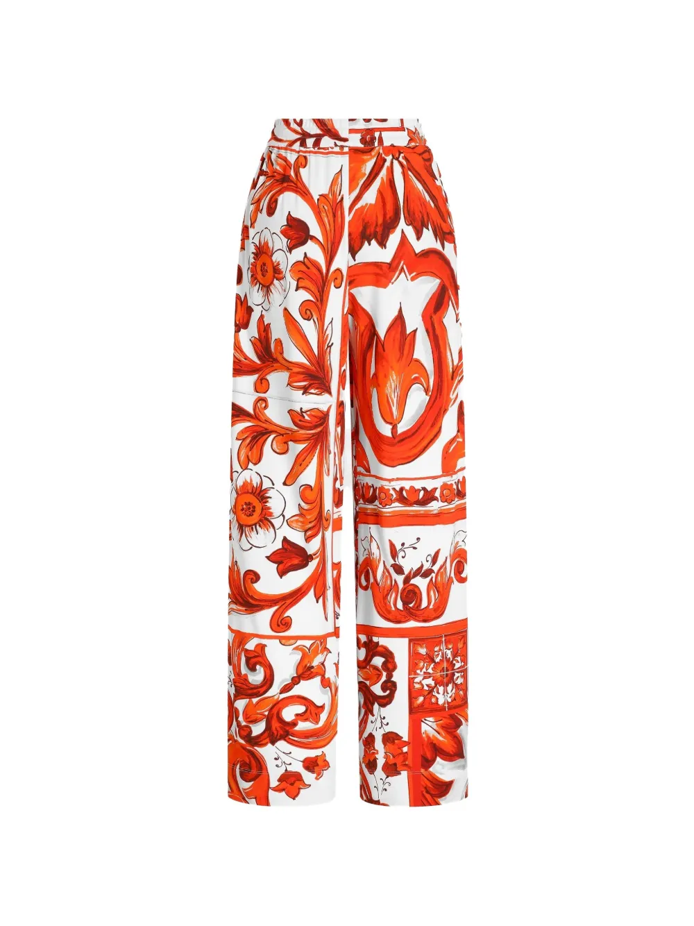 Dolce & Gabbana Organzine broek met Majolica-print Wit