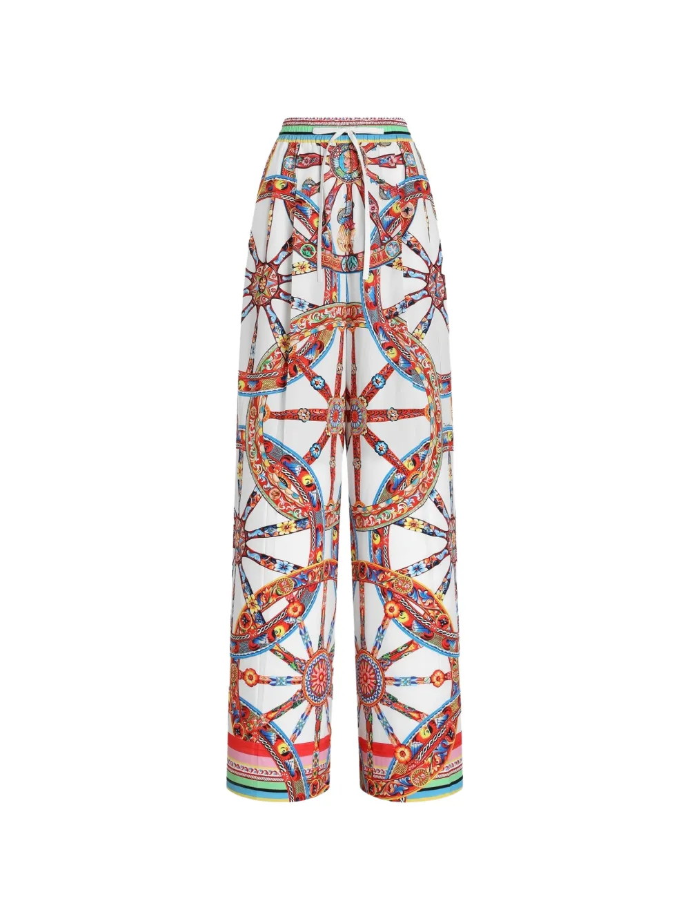 Dolce & Gabbana Pantaloni in popeline con stampa Carretto - Bianco