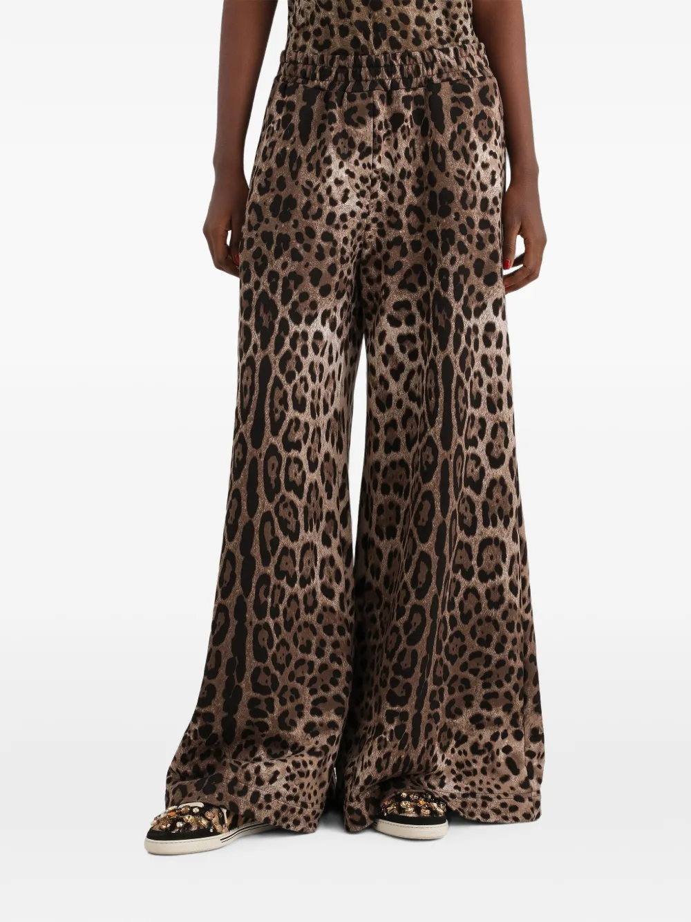 Dolce & Gabbana Fleecehose mit Leo-Print - Nude