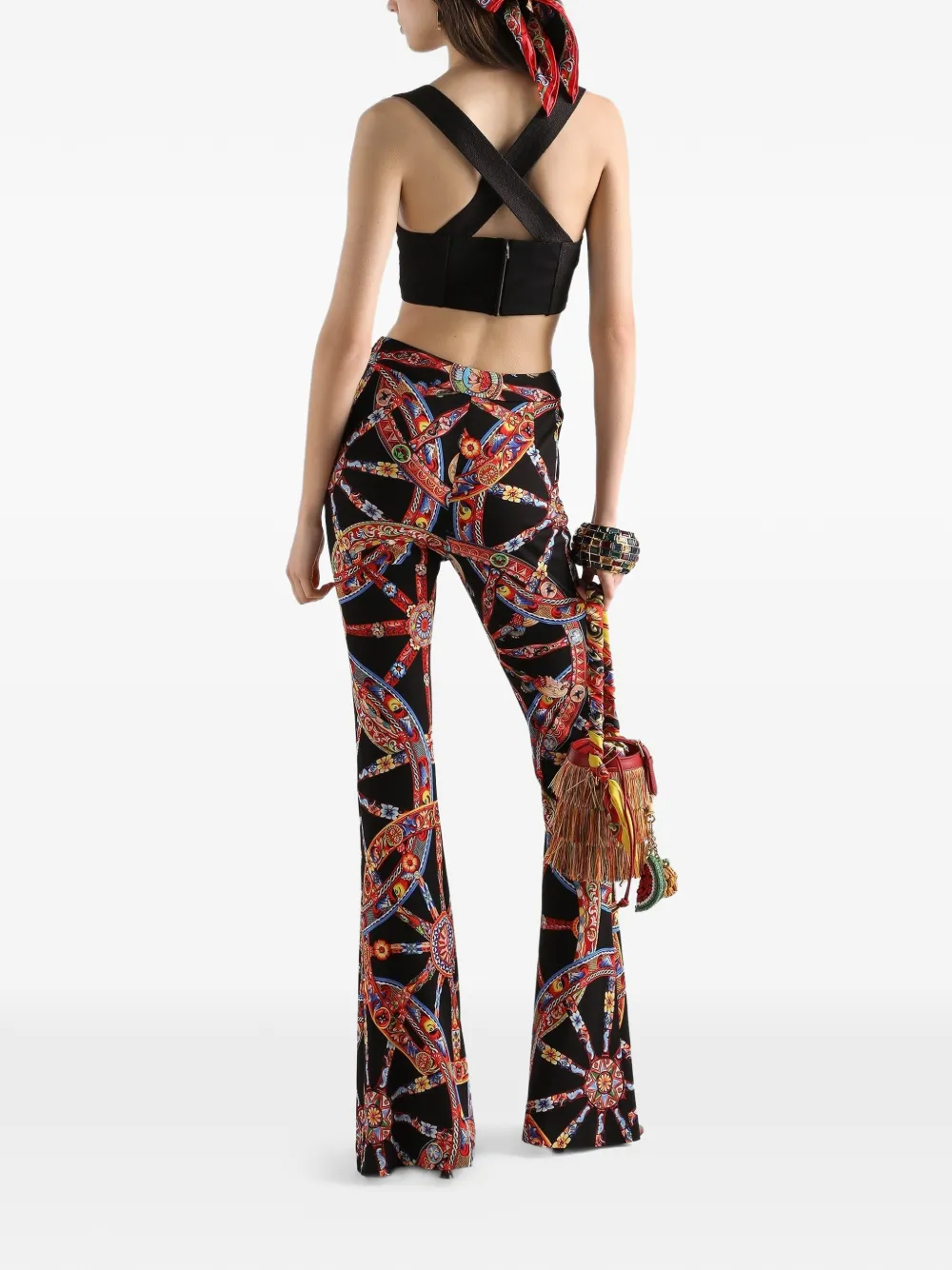 Dolce & Gabbana Viscose jersey legging met Carretto-print Zwart