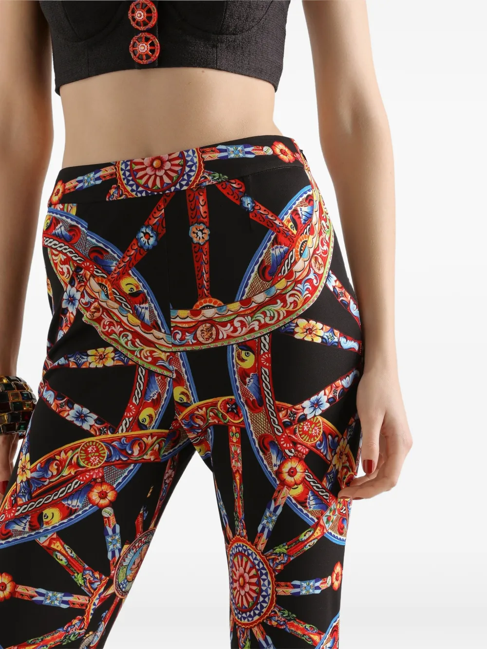 Dolce & Gabbana Viscose jersey legging met Carretto-print Zwart