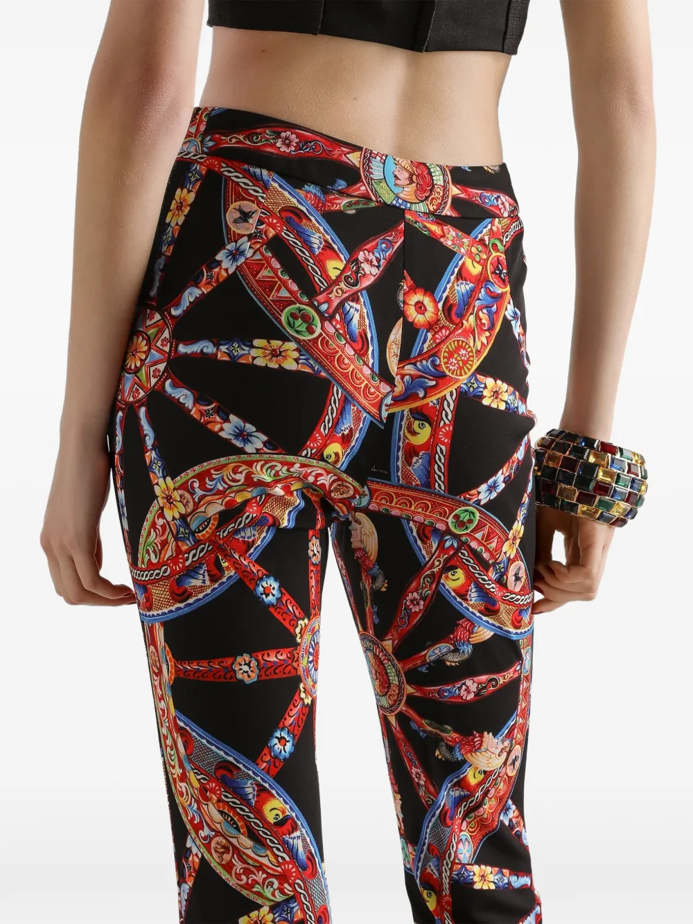 Dolce & Gabbana Viscose jersey legging met Carretto-print Zwart