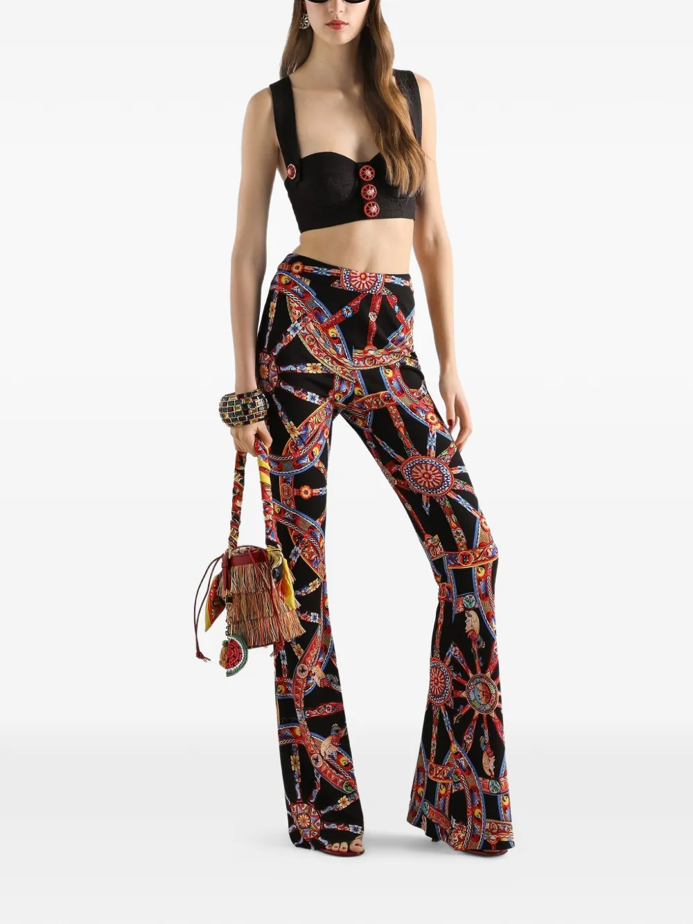 Dolce & Gabbana Viscose jersey legging met Carretto-print Zwart