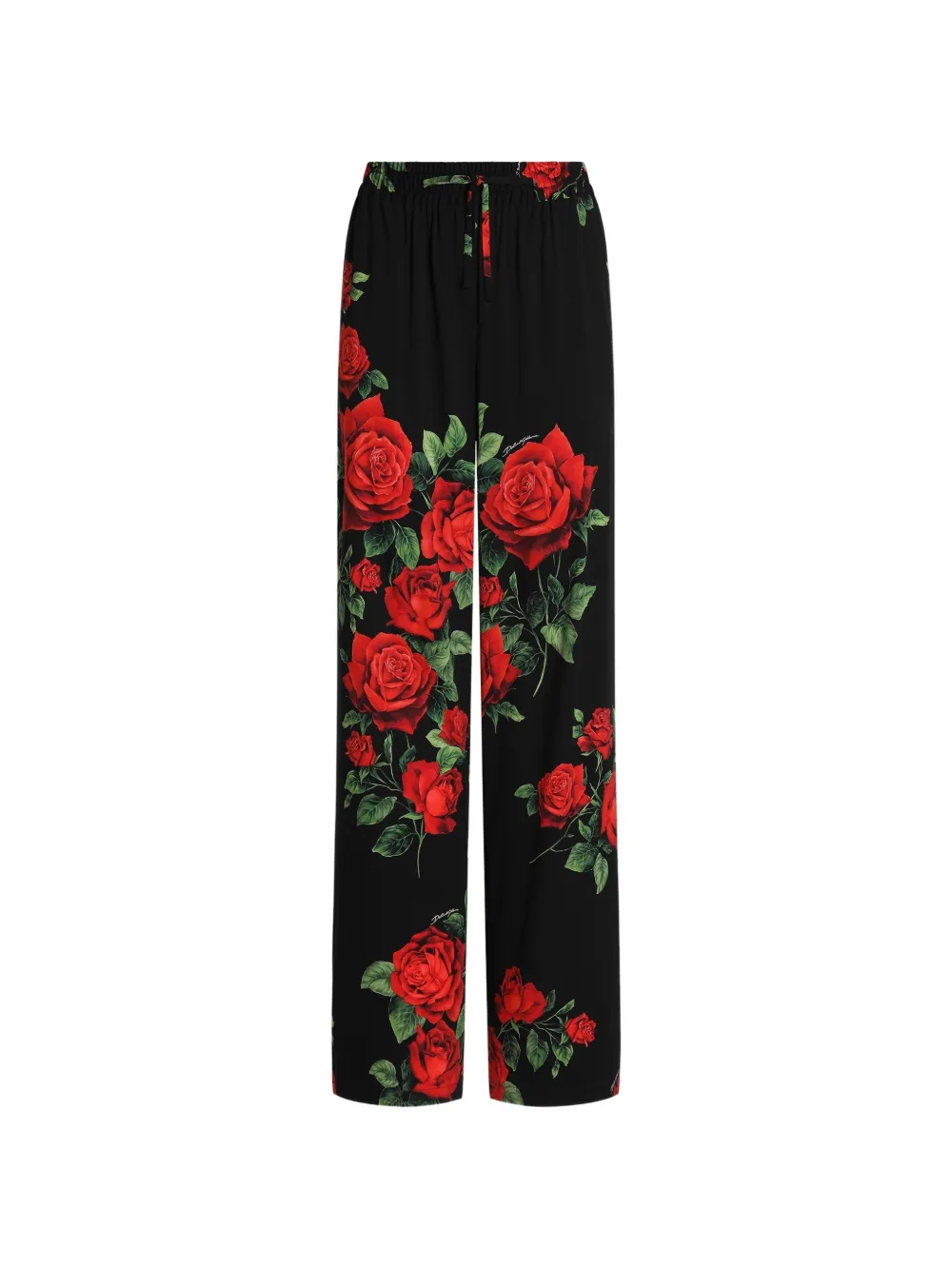 Dolce & Gabbana Vanity Seidenhose mit Rosen-Print - Schwarz