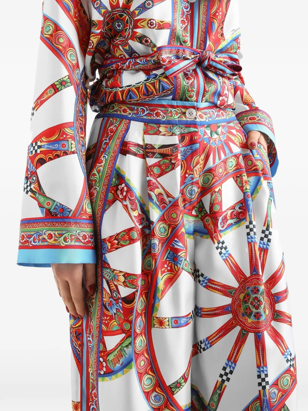 Dolce & Gabbana Zijden twill broek met Carretto-print Wit