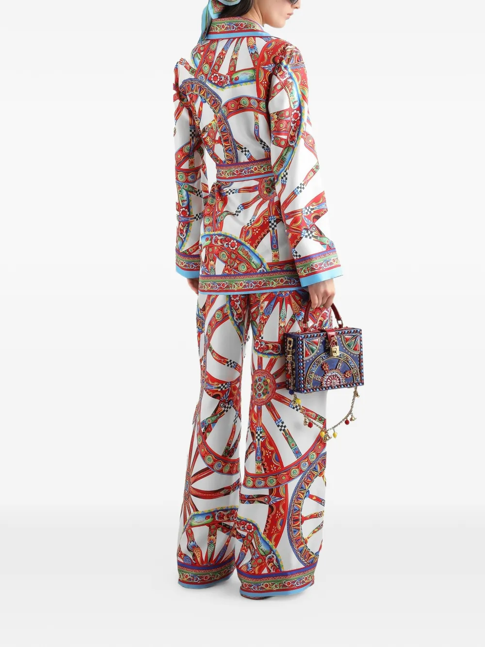 Dolce & Gabbana Zijden twill broek met Carretto-print Wit