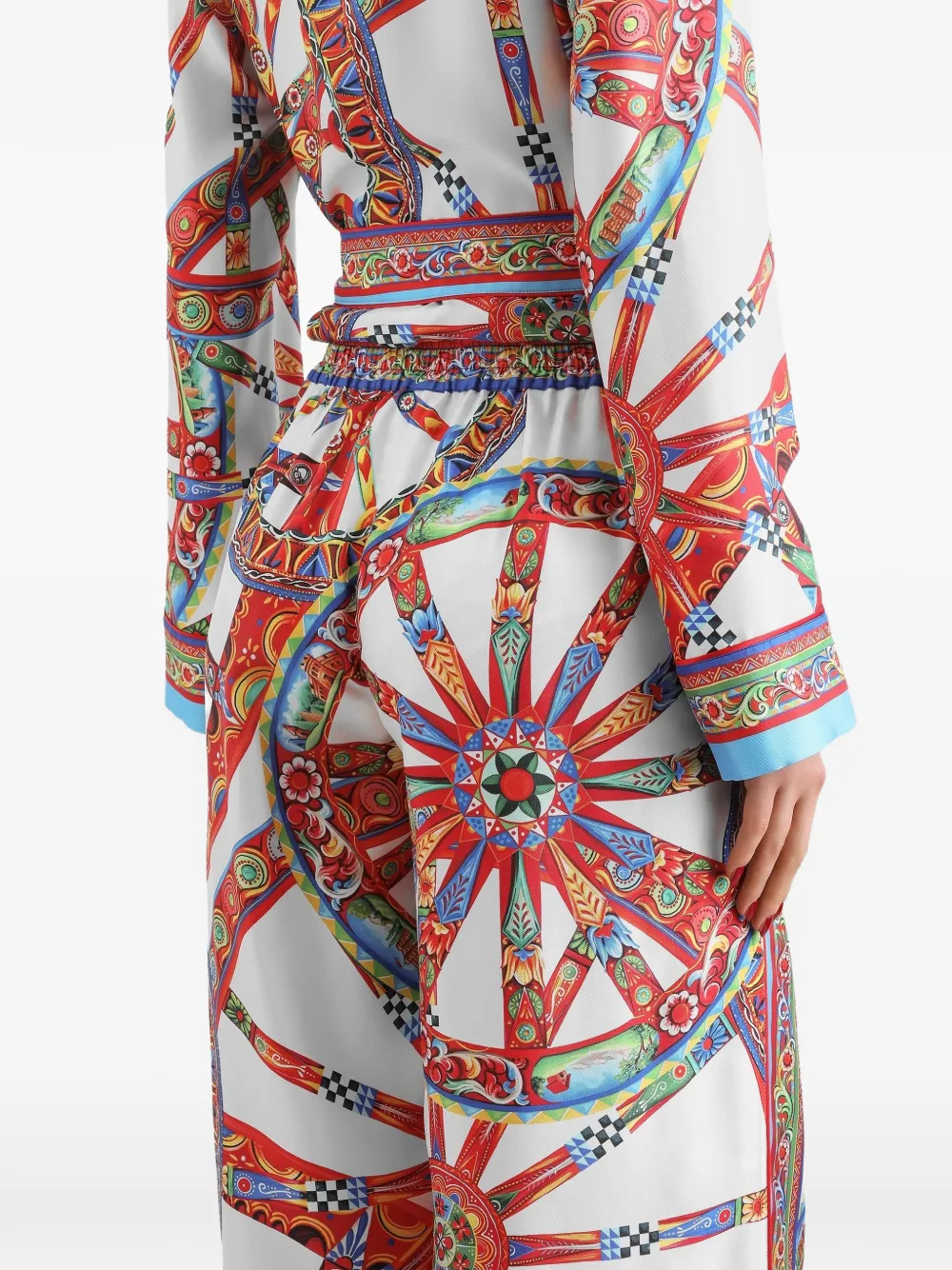Dolce & Gabbana Zijden twill broek met Carretto-print Wit