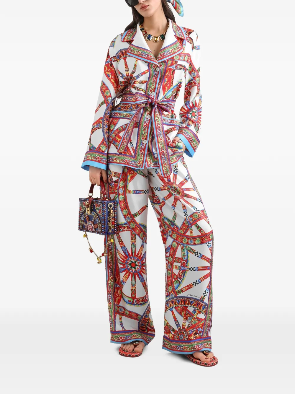 Dolce & Gabbana Zijden twill broek met Carretto-print Wit