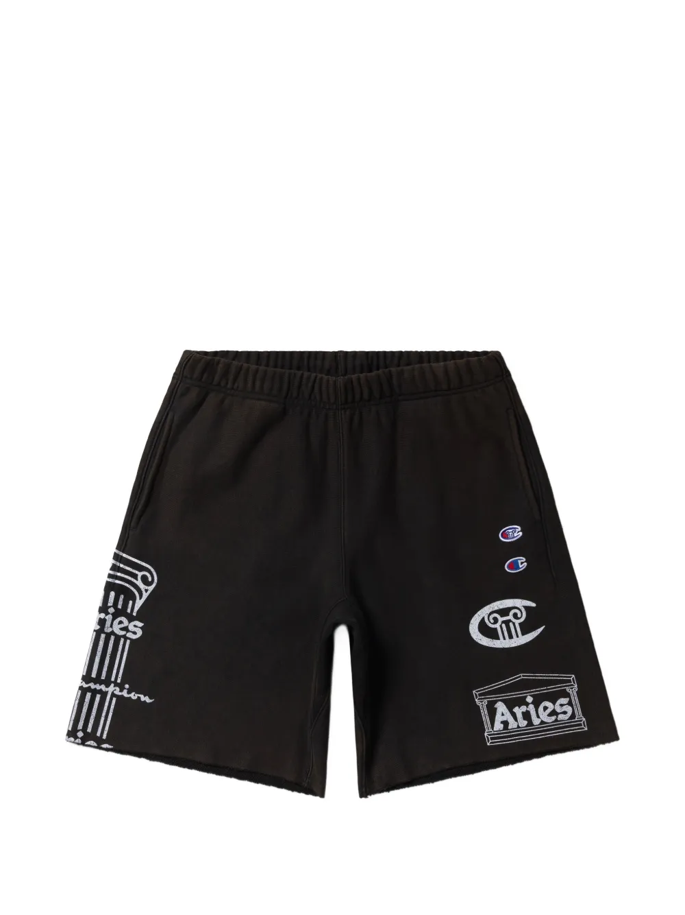 Champion x Aries logo-print raw-cut shorts - Schwarz