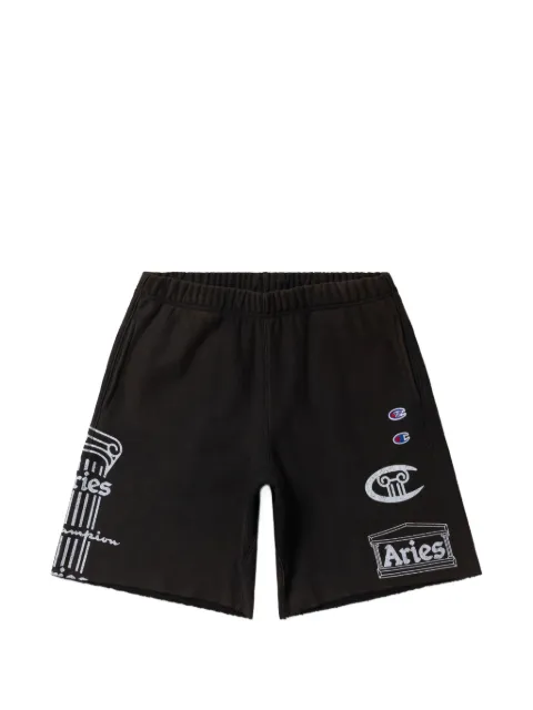 Champion x Aries logo-print raw-cut shorts