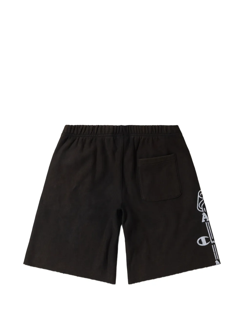 Champion x Aries gerafelde shorts met logo-print Zwart