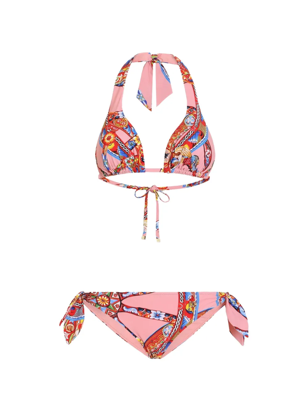 Dolce & Gabbana Carreto-print triangle bikini - Rosa