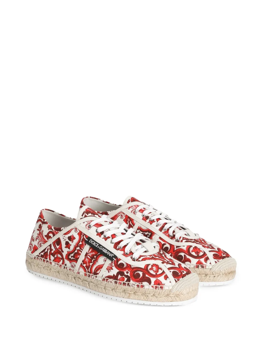 Dolce & Gabbana Canvas espadrilles met Majolica-print Rood
