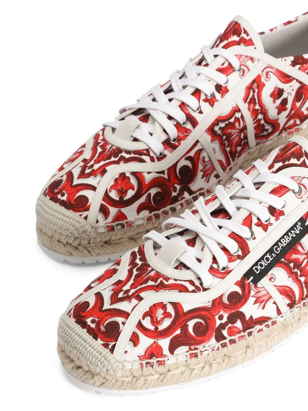 Dolce & Gabbana Canvas espadrilles met Majolica-print Rood