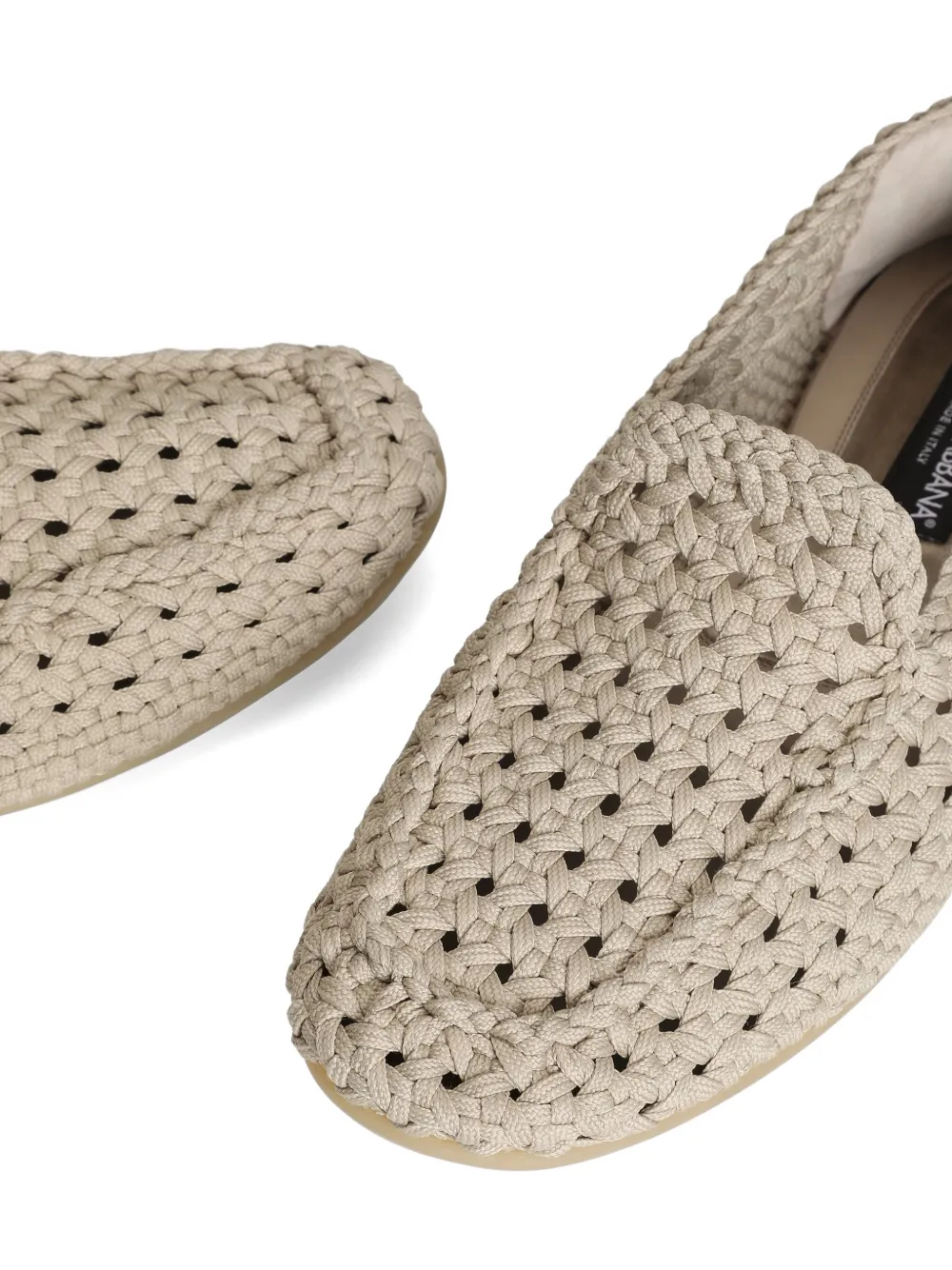Dolce & Gabbana Slippers van geweven stof Beige