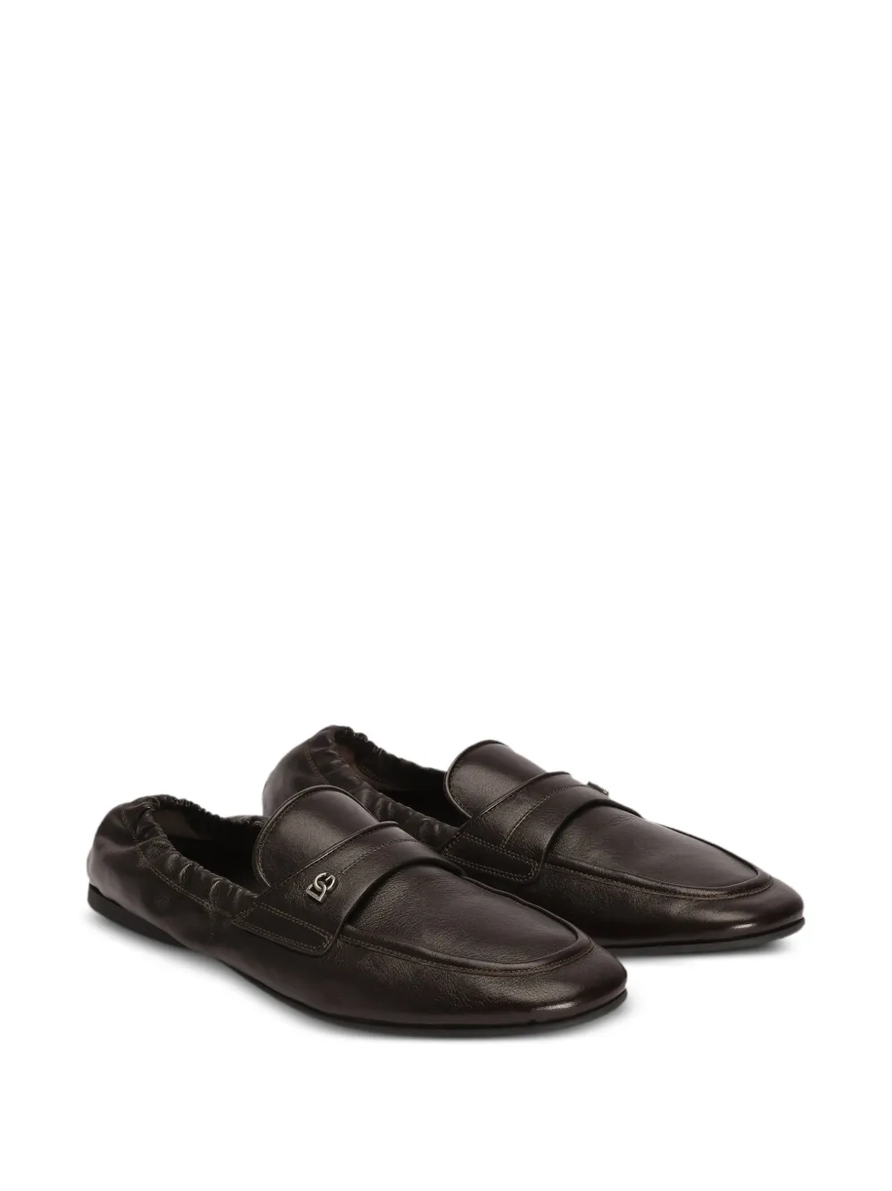 Dolce & Gabbana Kalfsleren slippers Bruin
