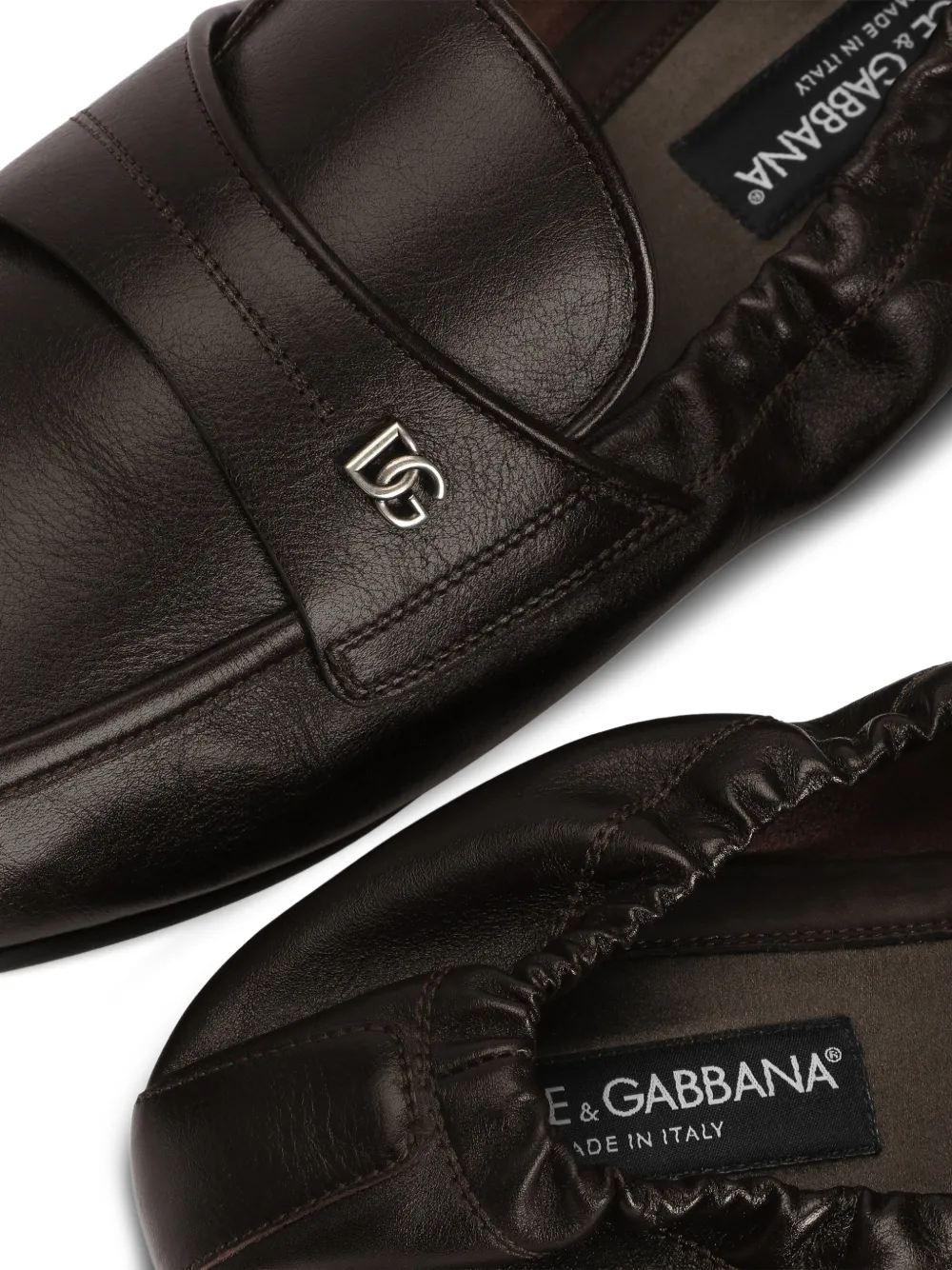 Dolce & Gabbana Kalfsleren slippers Bruin