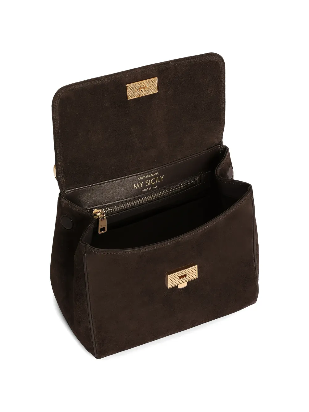 Dolce & Gabbana Kleine My Sicily kalfsleren handtas Bruin