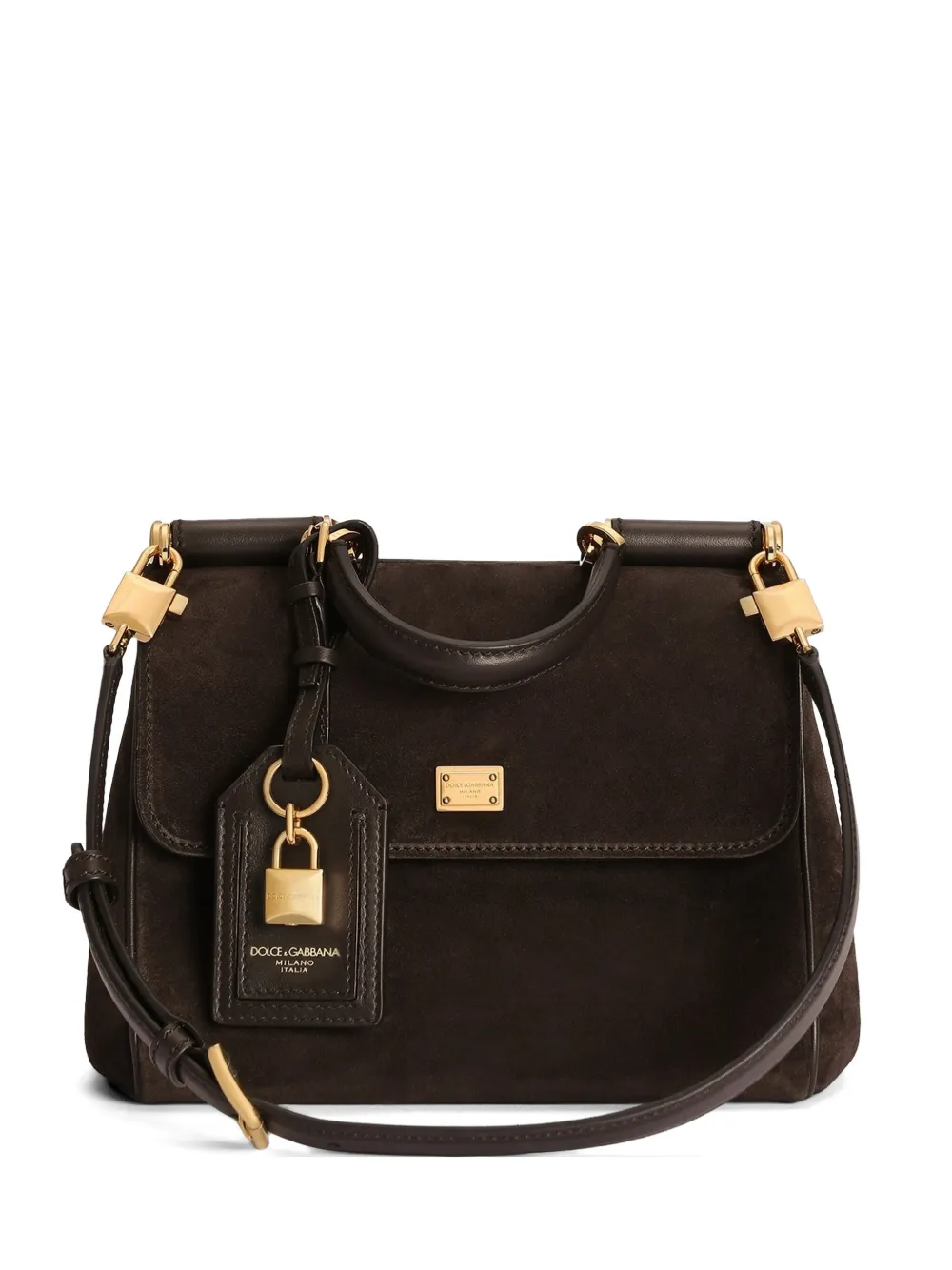 Dolce & Gabbana small My Sicily handbag in split calfskin - Marrone