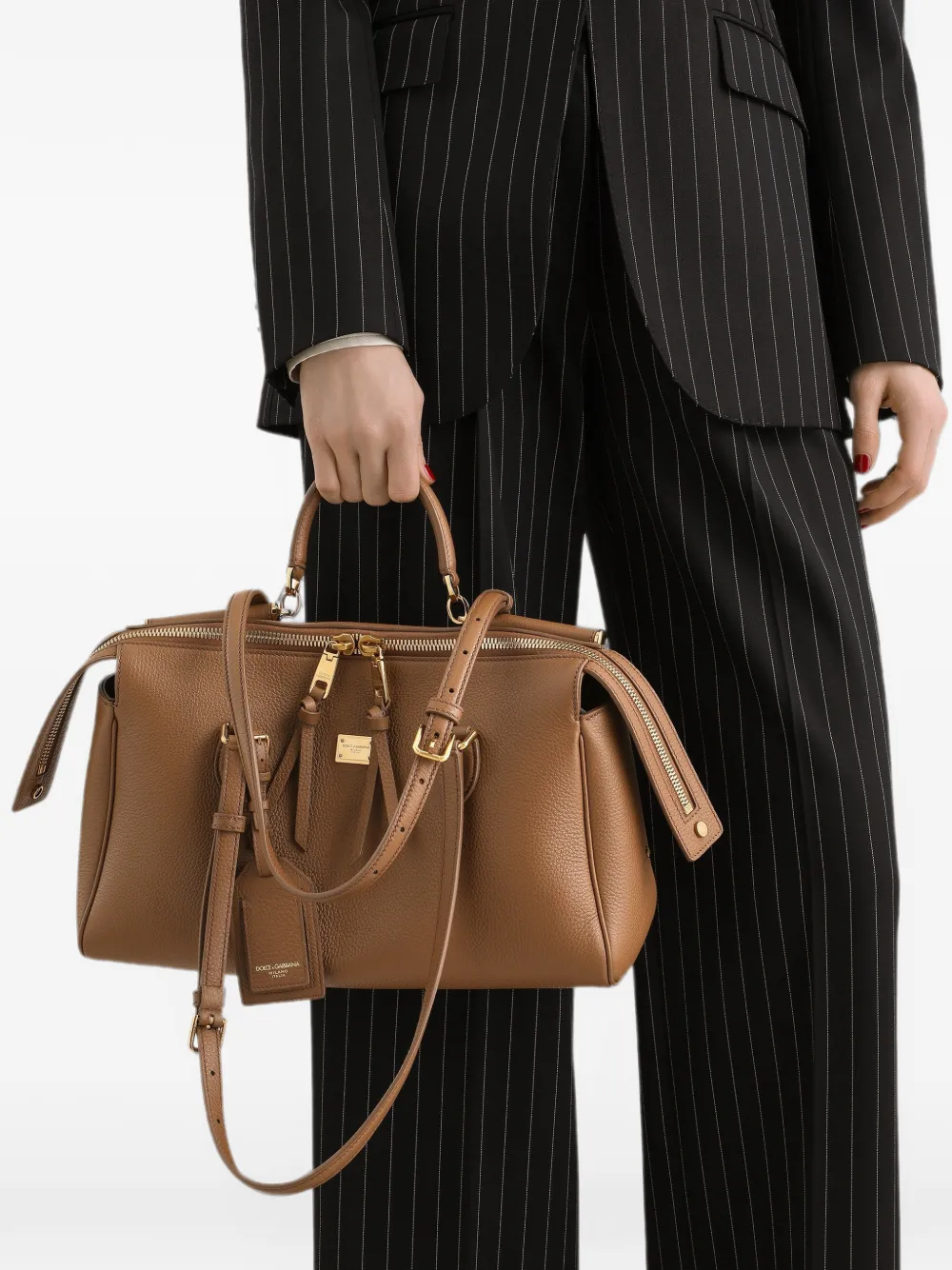 Dolce & Gabbana Medium Vittoria kalfsleren handtas Bruin