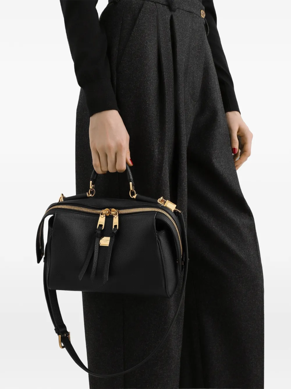 Dolce & Gabbana Vittoria kalfsleren handtas Zwart