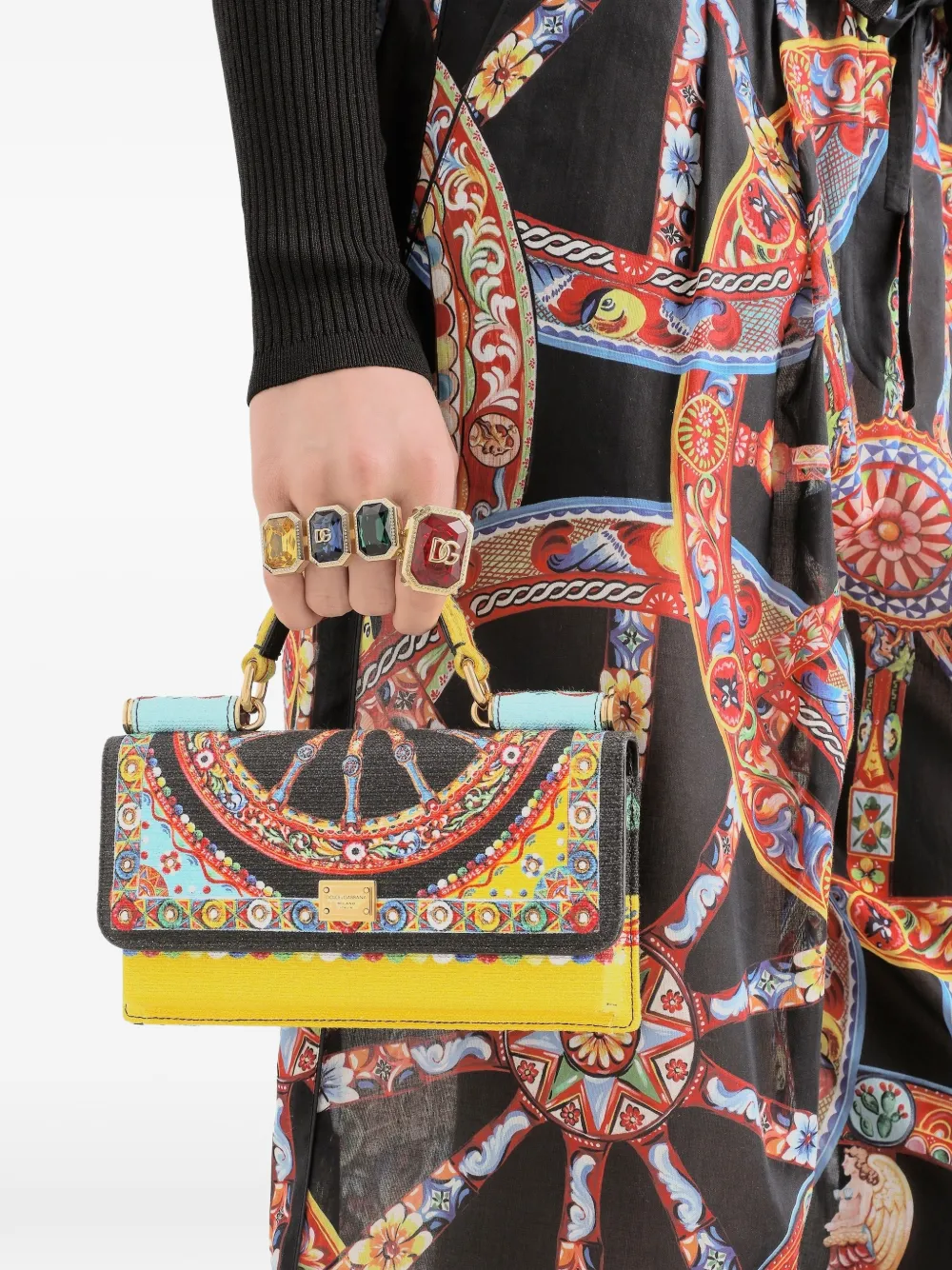 Dolce & Gabbana Canvas telefoontas met Carretto-print Zwart