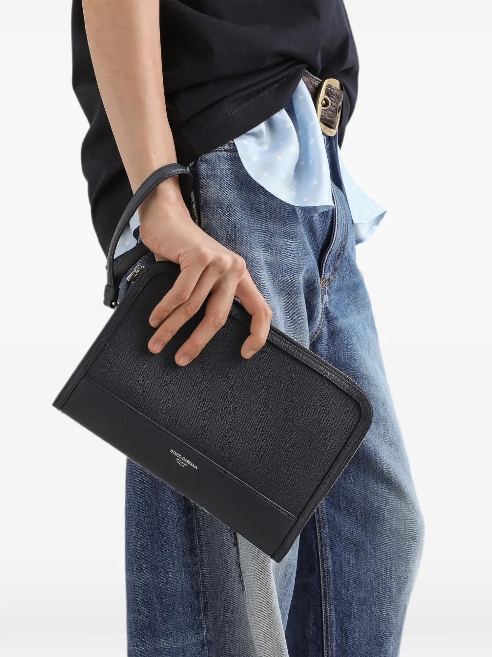 Dolce & Gabbana Atene kalfsleren clutch Blauw