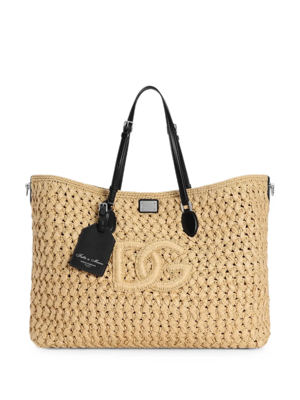 Dolce & Gabbana Borsa shopper Atene in rafia - Toni neutri