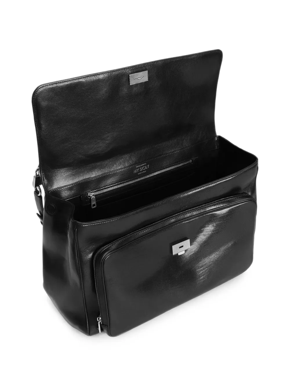 Dolce & Gabbana My Sicily kalfsleren handtas Zwart