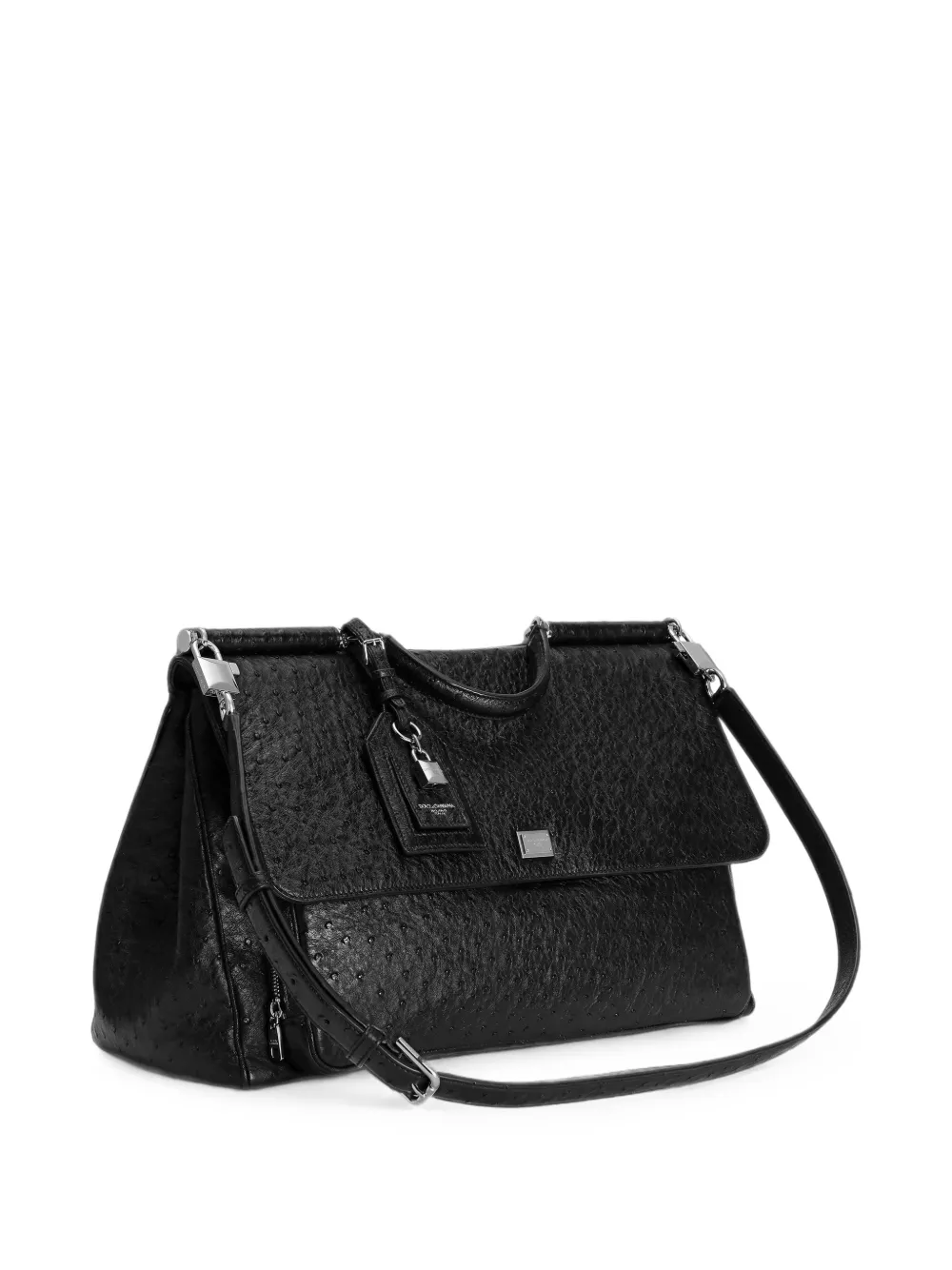 Dolce & Gabbana My Sicily handtas van struisvogelleer Zwart