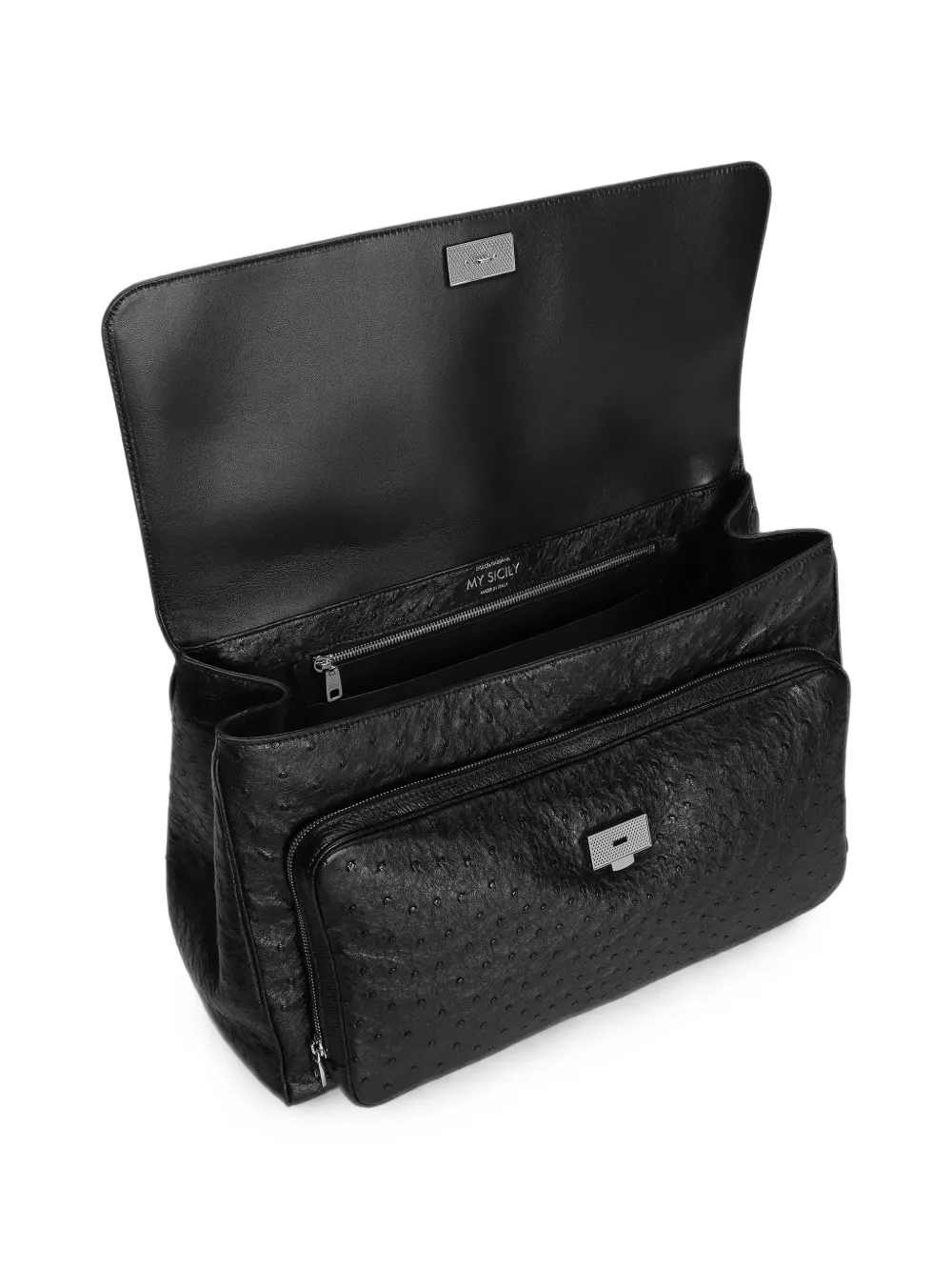 Dolce & Gabbana My Sicily handtas van struisvogelleer Zwart