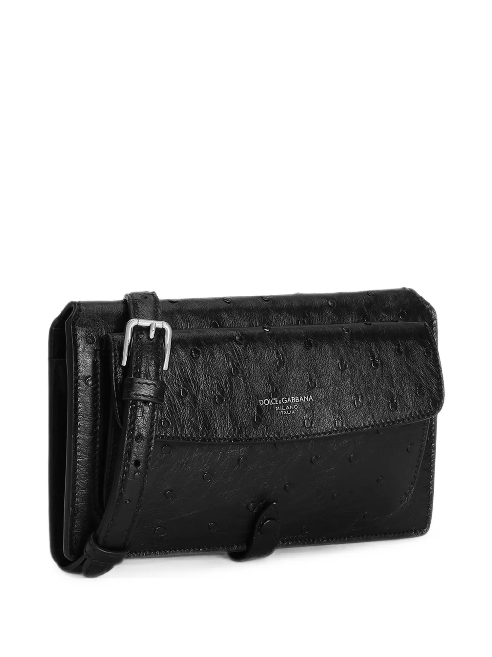 Dolce & Gabbana Borsa a tracolla in pelle di struzzo - Nero