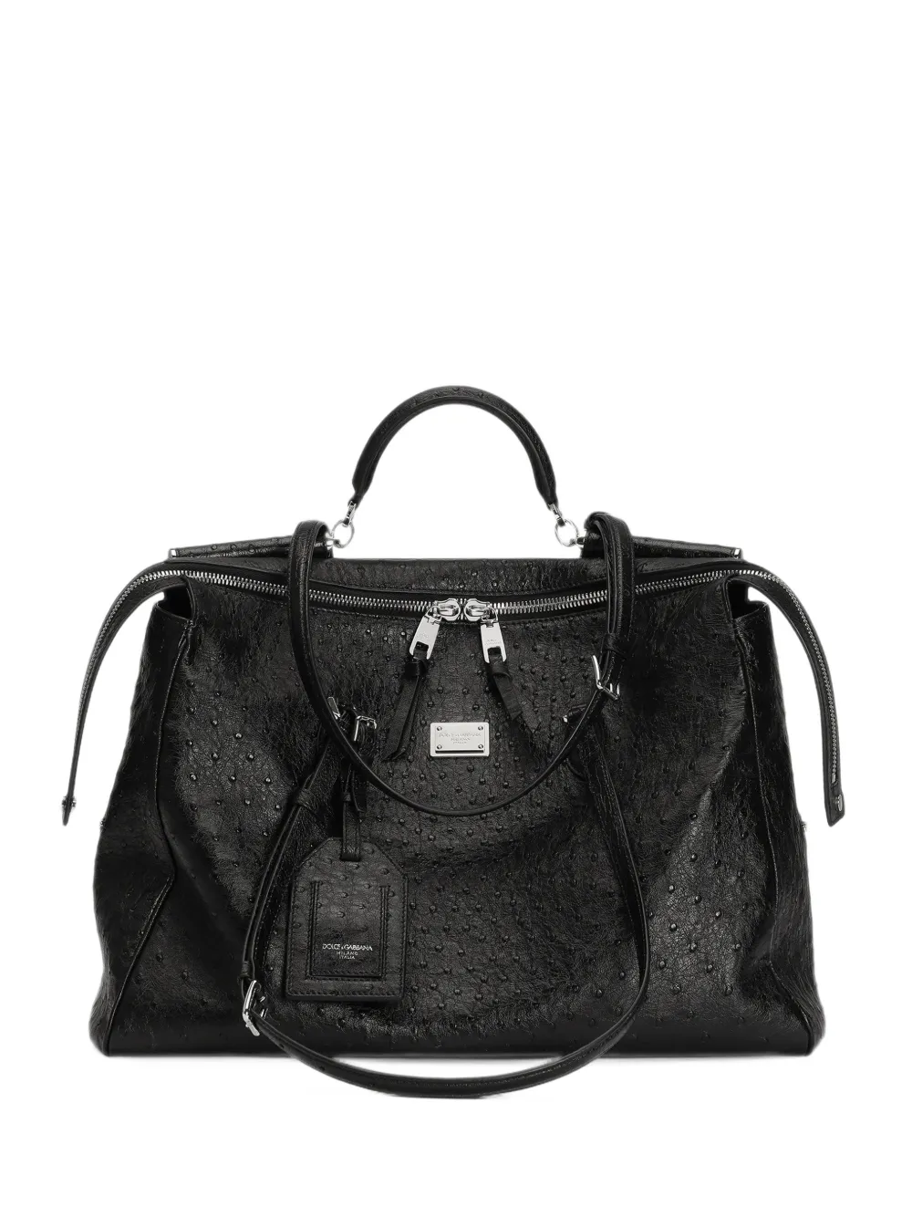 Dolce & Gabbana Vittoria handbag in ostrich leather - Nero