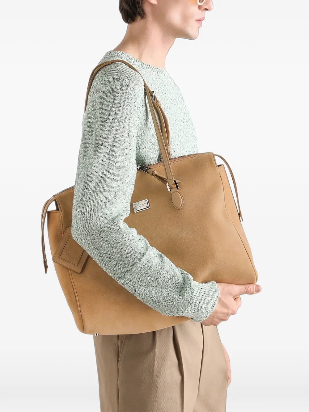Dolce & Gabbana Vittoria leren handtas met split Beige