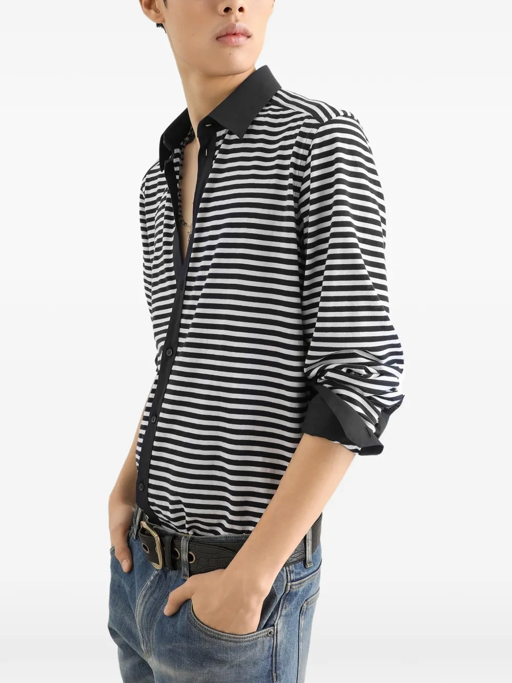Dolce & Gabbana Gestreept jersey overhemd Zwart
