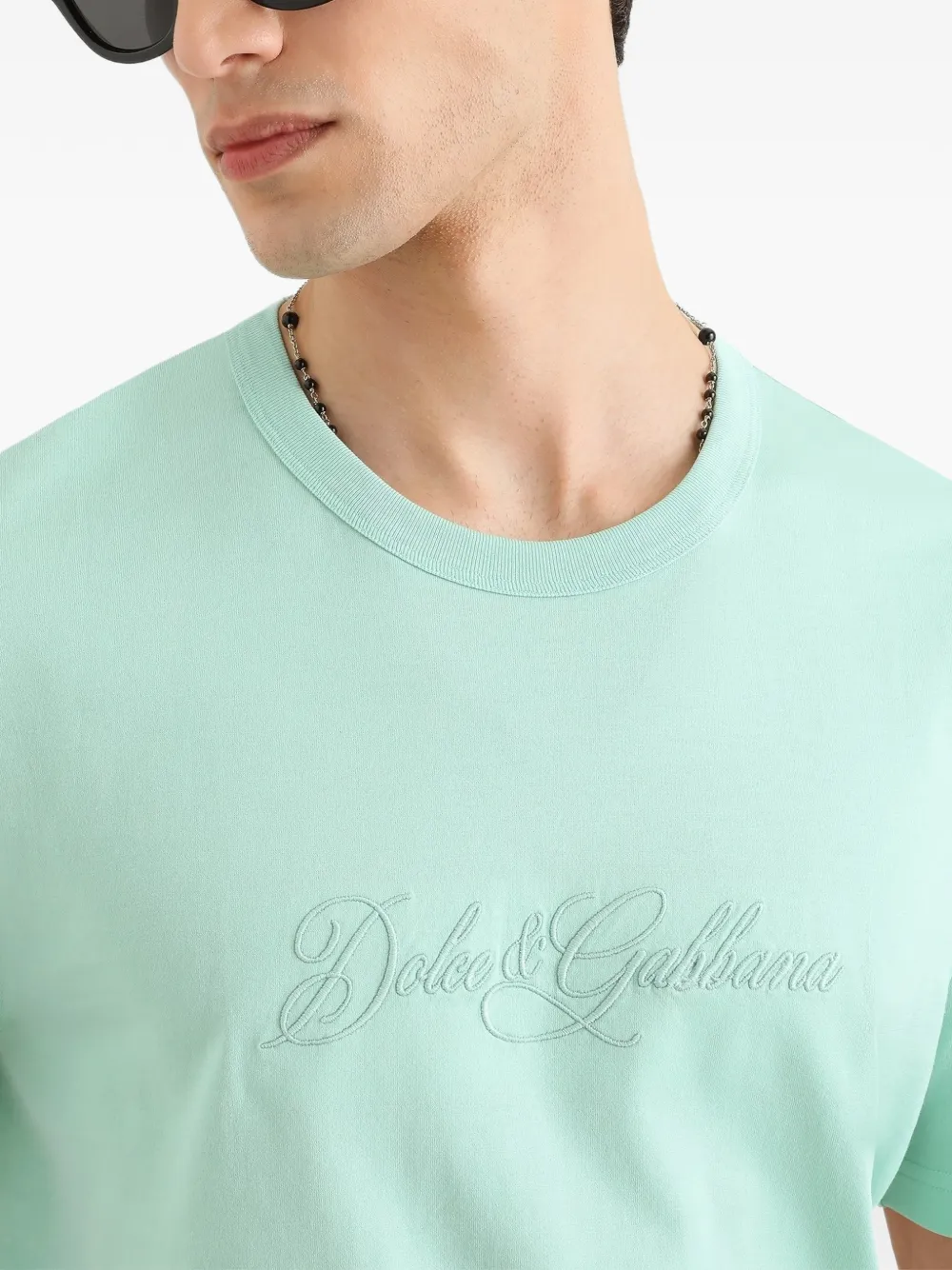 Dolce & Gabbana Katoenen T-shirt met geborduurd DG-logo Groen