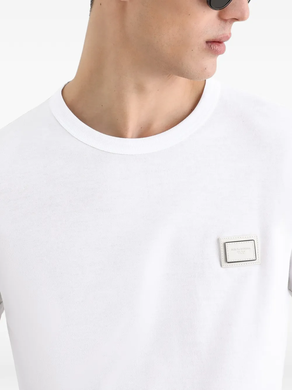 Dolce & Gabbana Katoenen T-shirt met logoplakkaat Wit