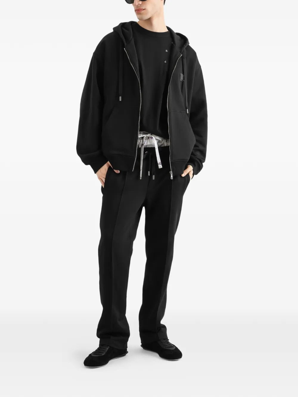 Dolce & Gabbana Sweater met capuchon en logo Zwart