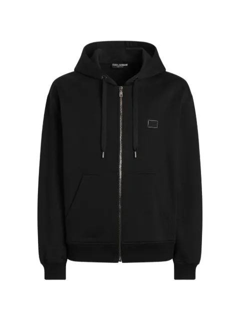 Dolce & Gabbana cotton hooded sweatshirt with logo plate