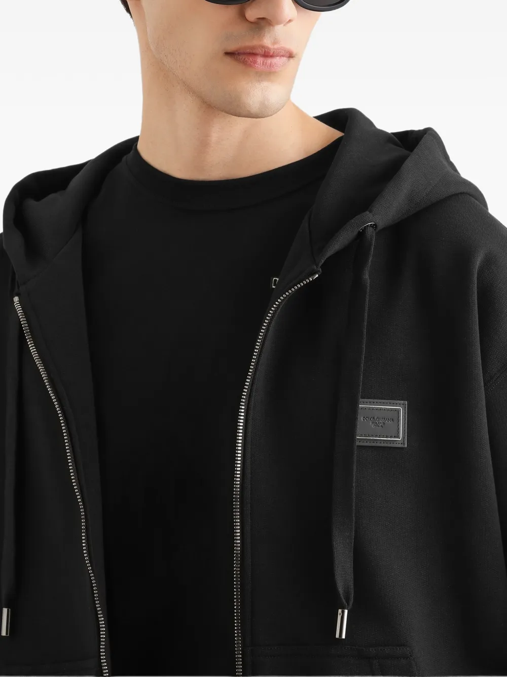 Dolce & Gabbana Sweater met capuchon en logo Zwart