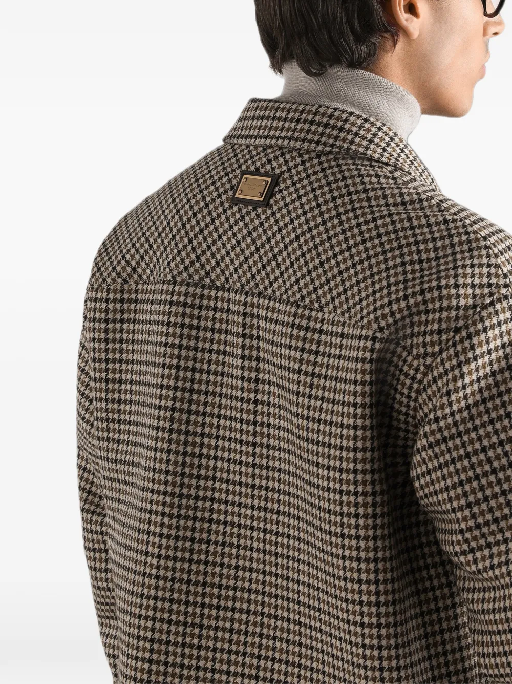 Dolce & Gabbana Gewatteerd wollen jack met pied-de-poule print Beige