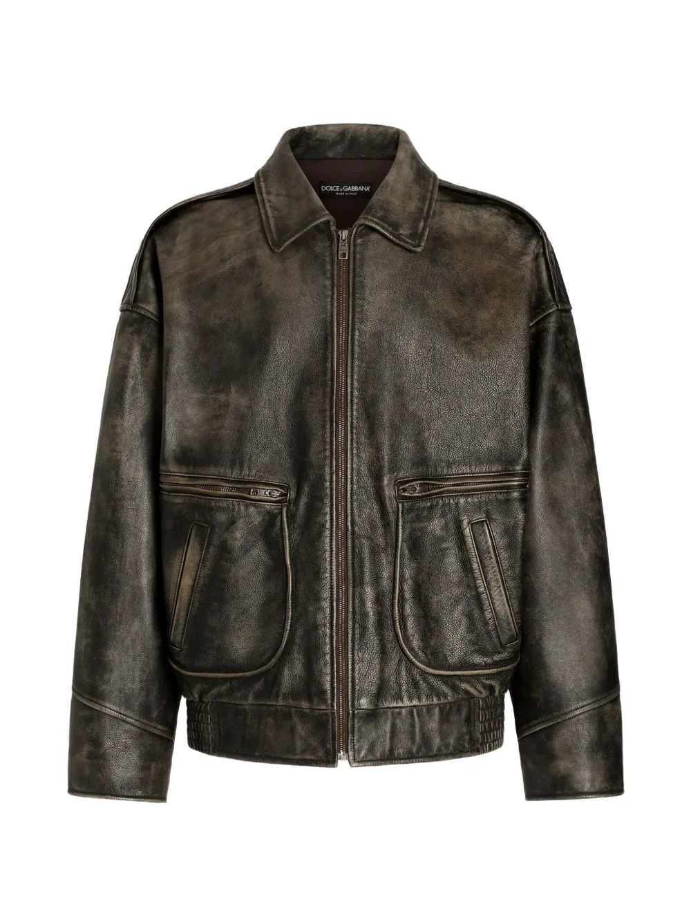 Dolce & Gabbana Bull Lederjacke - Braun