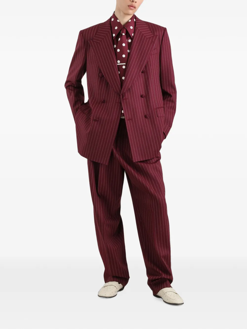 Dolce & Gabbana Martini pak met dubbele rij knopen en krijtstreep Rood