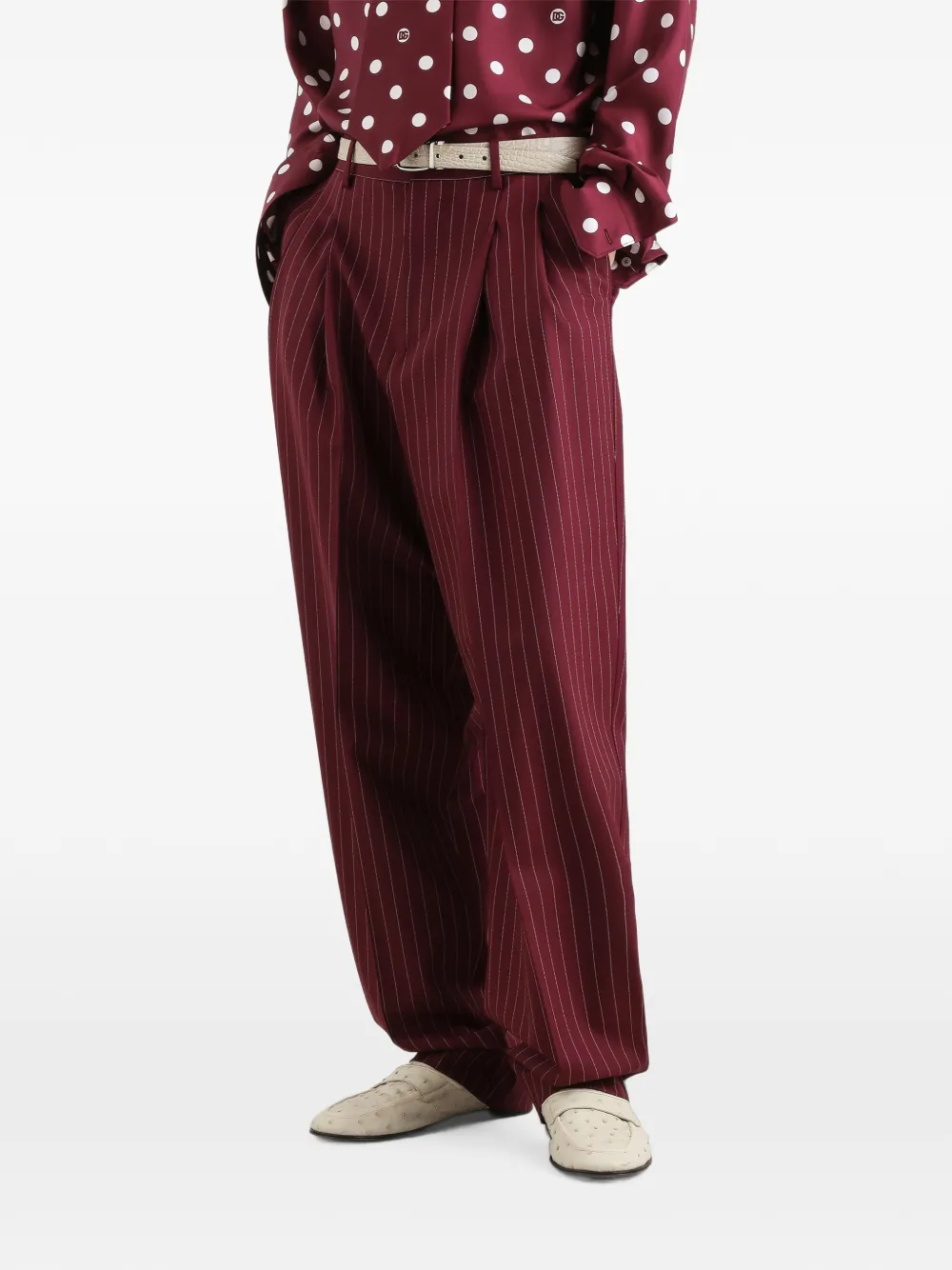 Dolce & Gabbana Martini pak met dubbele rij knopen en krijtstreep Rood