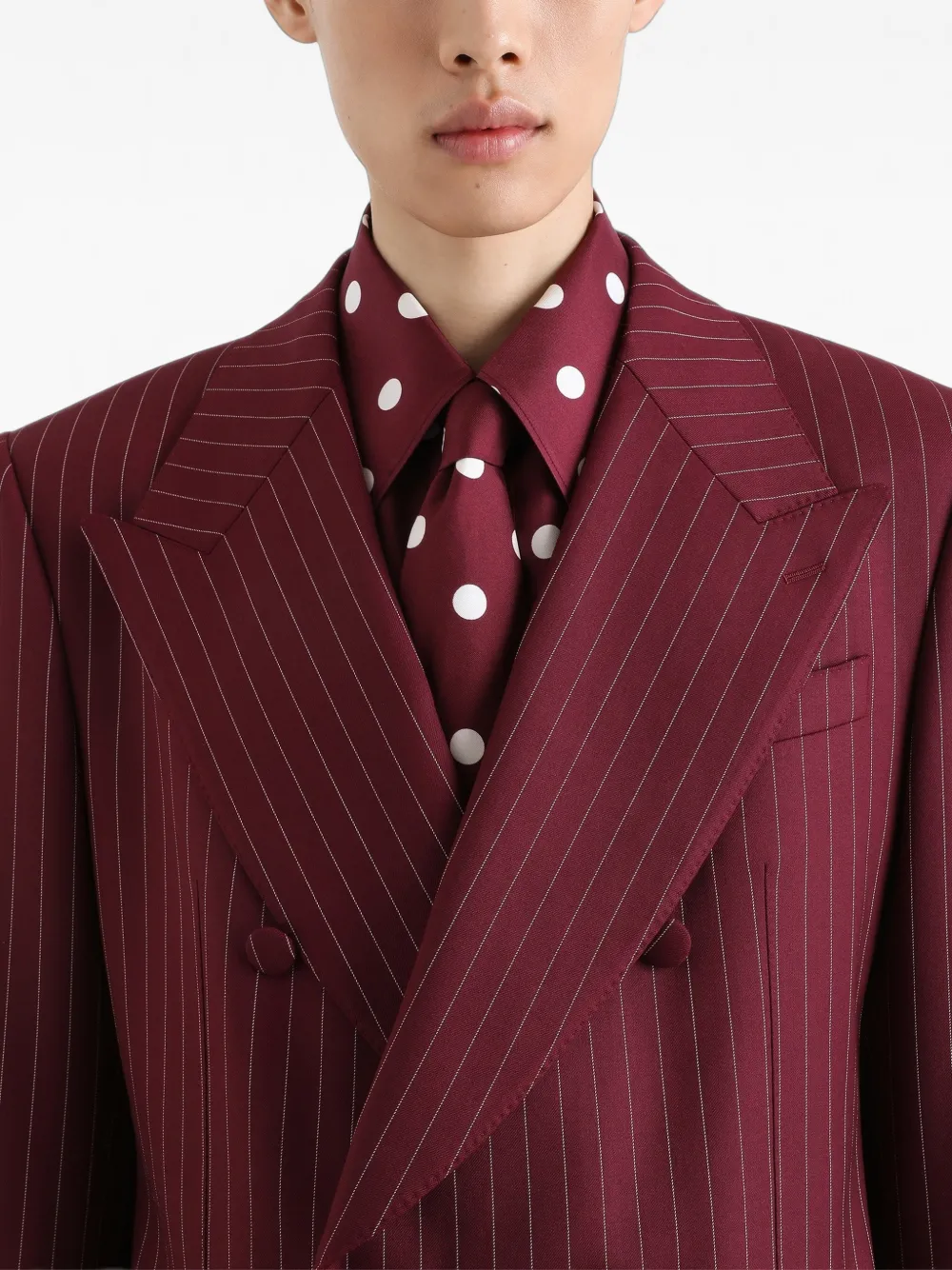 Dolce & Gabbana Martini pak met dubbele rij knopen en krijtstreep Rood