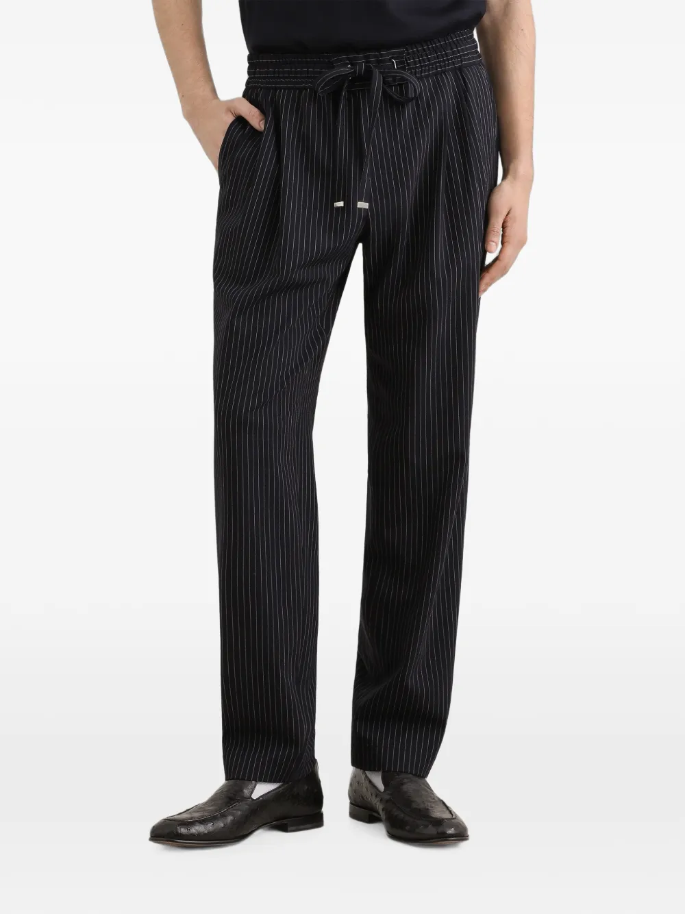 Dolce & Gabbana Wollen joggingbroek met krijtstreep Blauw