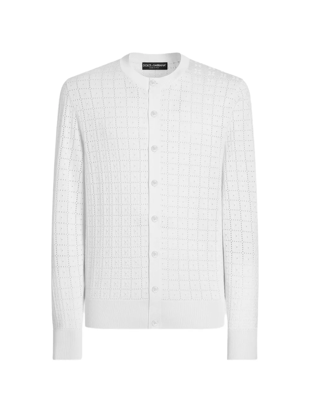 Dolce & Gabbana logo-embroidered silk broderie anglaise cardigan - Bianco