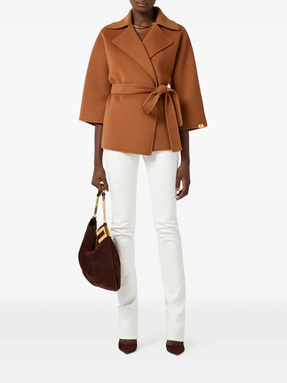 Elisabetta Franchi Wollen jas Bruin
