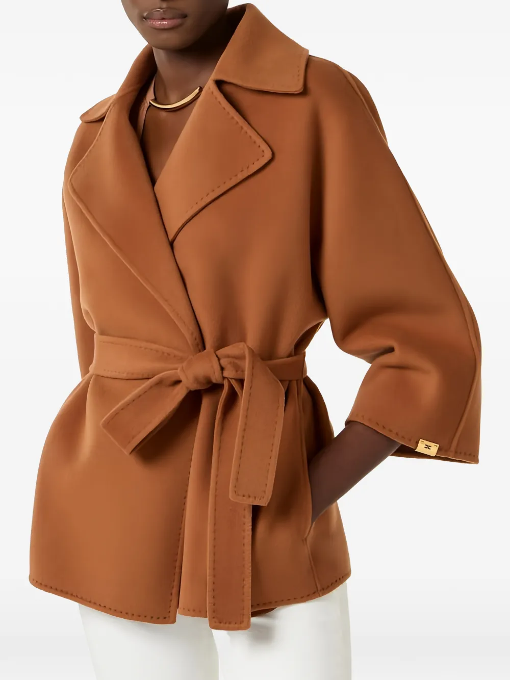 Elisabetta Franchi Wollen jas Bruin